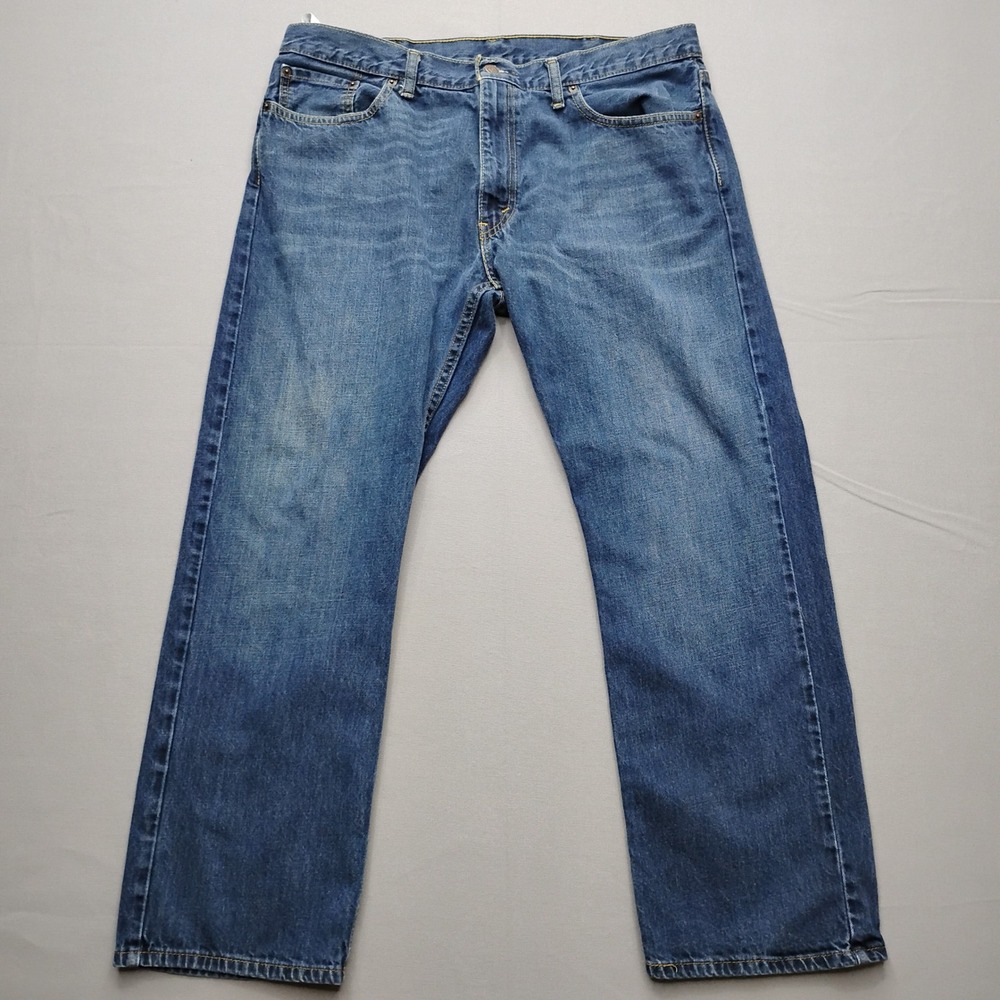 Levis 514 Straight Fit Jeans Mens 38x30 Blue Denim Paint Splatter